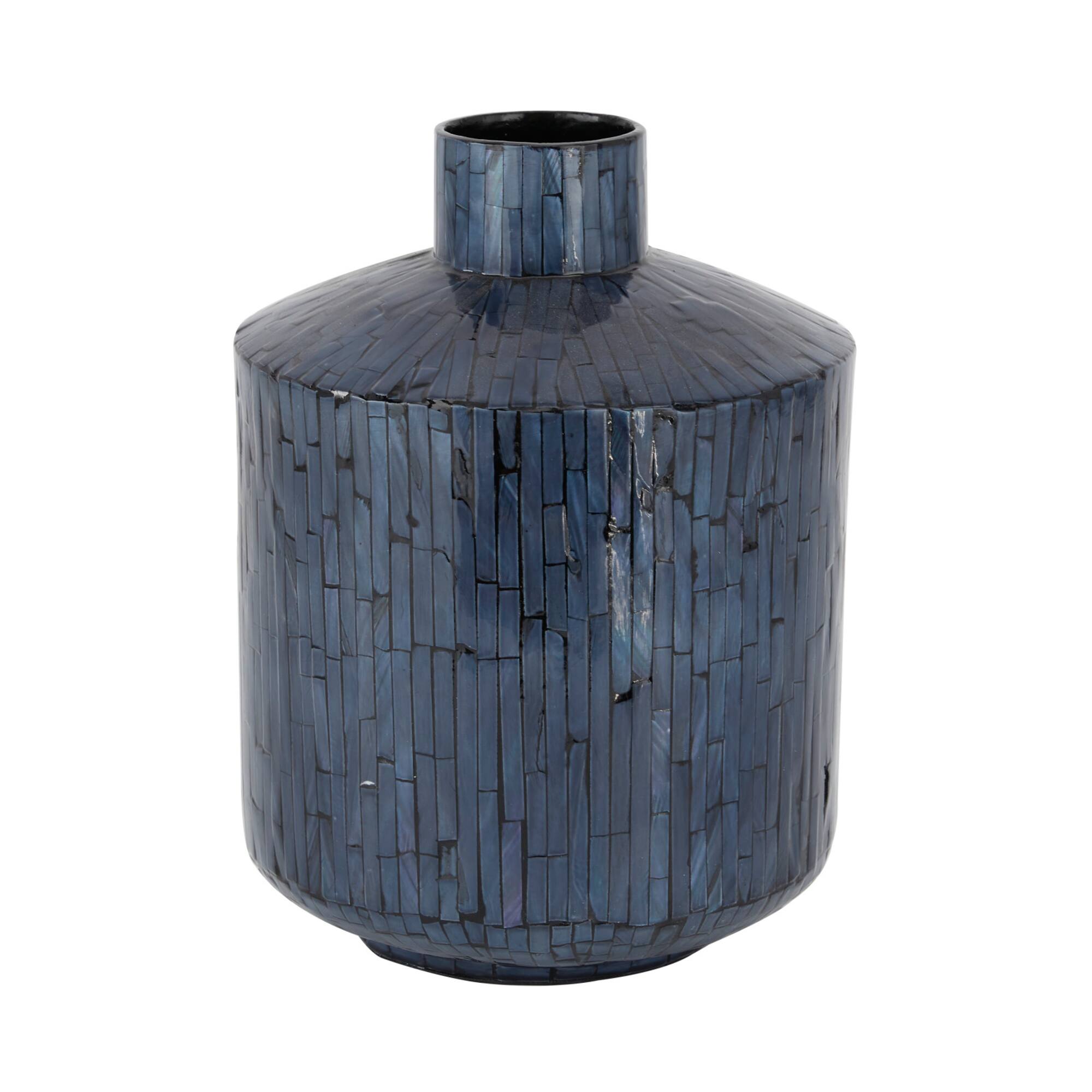 Blue Shell Contemporary Vase, 9" x 9" x 9"